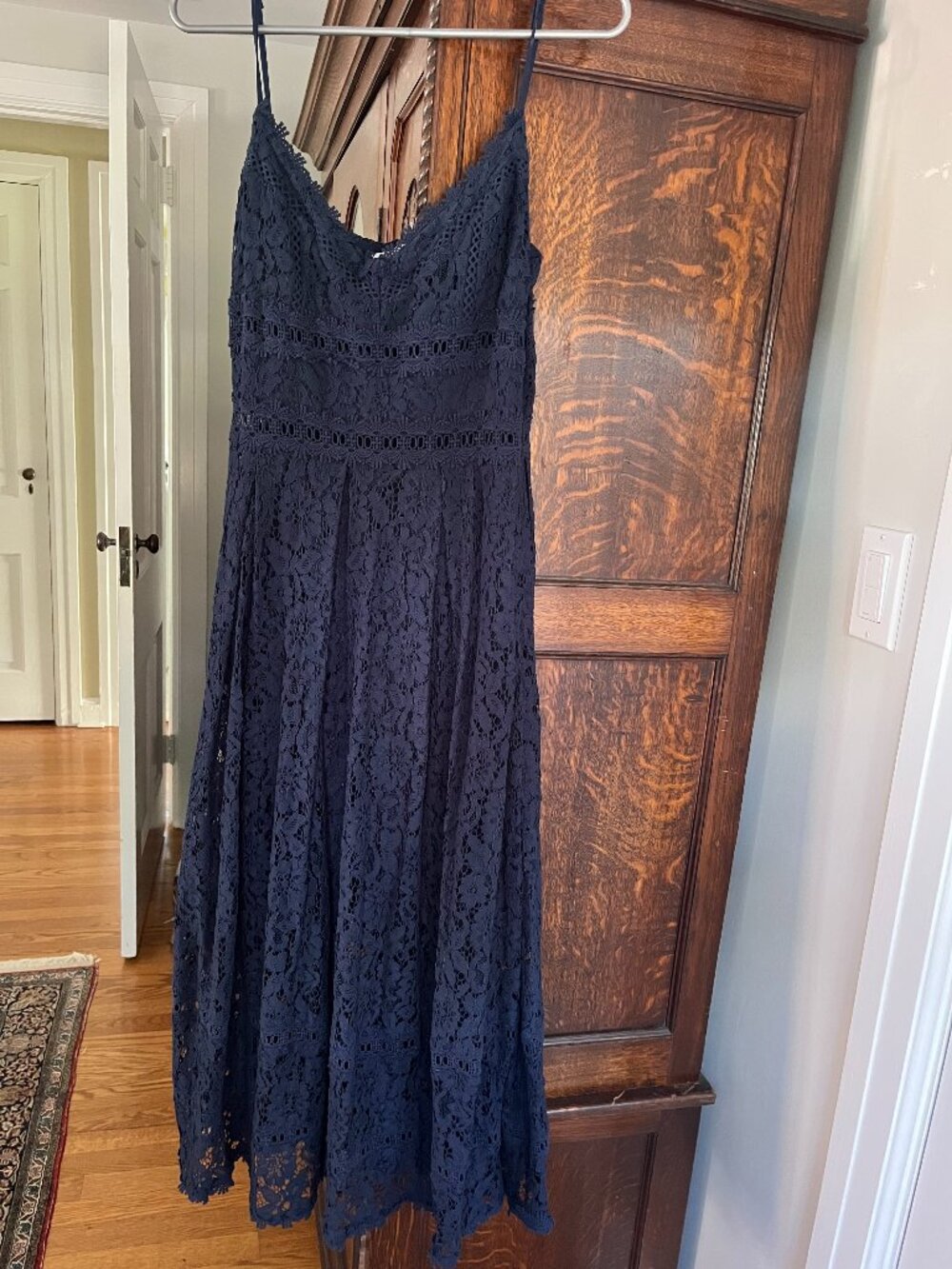 Navy lace midi dress